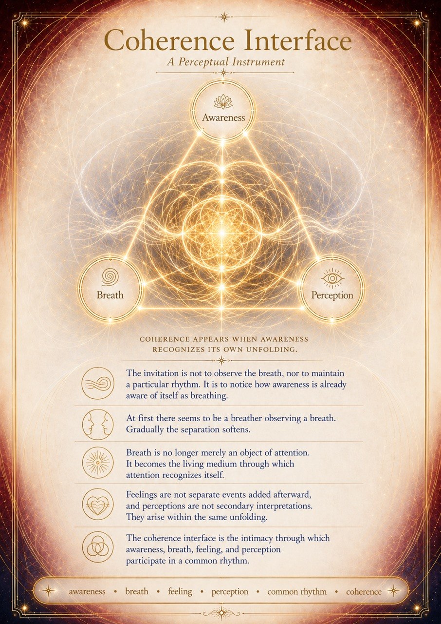 The Coherence Interface: a perceptual instrument relating awareness, breath, and perception.