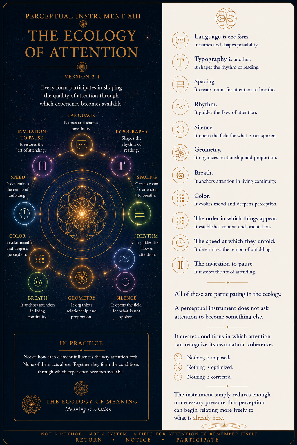 Perceptual Instrument XIII, The Ecology of Attention